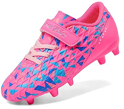 DREAM PAIRS Boys Girls Soccer Cleats Kids Football Shoes for Little/Big Kid,Size 1 Little Kid,Hot Pink/RoyalBlue,SDSO2307K