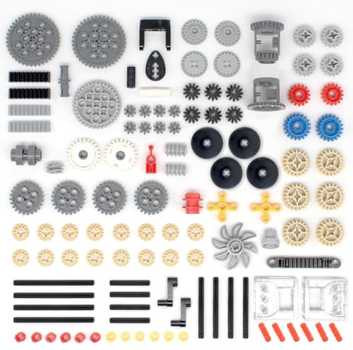 AKOGD Technik Ersatzteile Set, 117 Teile Zahnräder Getriebe mit Variabler Drehzahl Bausteine Bausatz Technik Klemmbausteine