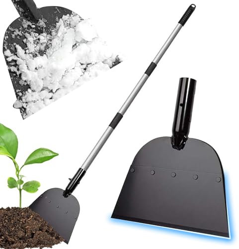 Sadodo Multifunktionell rengöringsspade, 140 cm långt handtag, platt spade, trädgårdsverktyg stålspade för landskapsarkitektur, rensningsverktyg, isskrapa spade för utomhus trädgård camping rensning