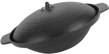 SHOWERORO Cast Iron Casserole Pot 18cm Braised Chicken Rice Pot Household Stew Claypot Sturdy Heat Retention Suitable for Home Cooking