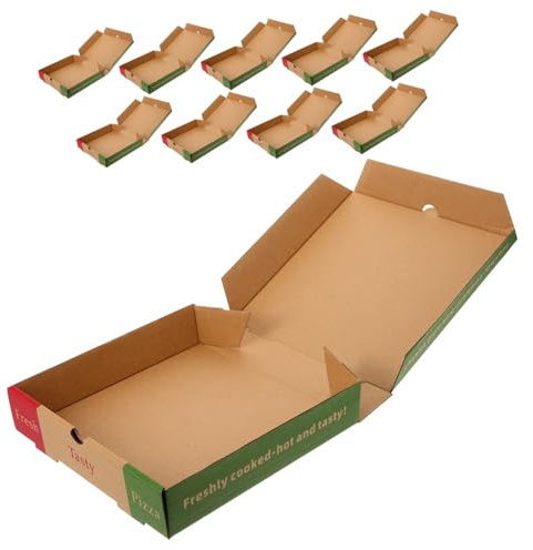 SHOWERORO 10stücke Teiliges Pizzakartons Aus Lebensmittelechtem Papier Stabile Dicke Faltbare Pizzaverpackung Für Restaurantbedarf Praktische Aufbewahrung Und Takeaway-box Neutral Designiert