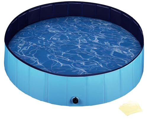 Fudajo Hundepool 100 x 30 cm rutschfestes Hundeplanschbecken, Hundeschwimmbad faltbar aus PVC, Hundebadewanne mit verstärkten Kanten, tragbarer Pool für Hunde