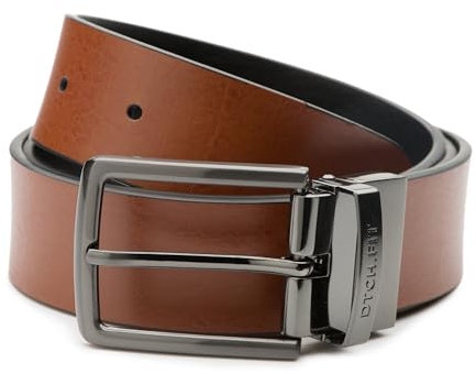 Riemen & Co DTCH.FIT Wendegürtel aus Leder Connor Schwarz & Cognac - verstellbare Schnalle in Rotguss - 3,5cm breit - 85cm