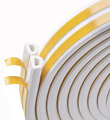 10M Draught Excluder Tape for Door Window, Self-Adhesive Weather Stripping, Sealing Foam Tape Strip Against Cold Draught, Anti-Collision, Soundproof, Waterproof, Dustproof White