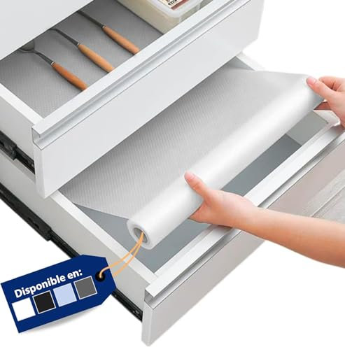Linda's Essentials Tapis Fond de Tiroir 30 x 150 cm - Rouleau Antiderapant pour Tiroir de Cuisine - Protection pour Frigo, Placard, Meuble et Interieur