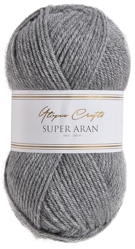 Utopia Crafts Super Aran stick- och virkgarn 100 g (frostgrå)