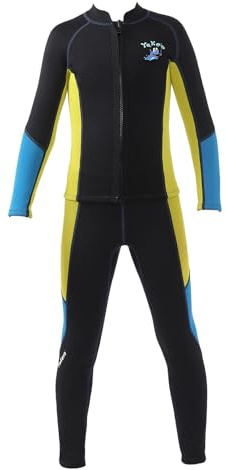 Riismen Child Boys 2.5mm Neoprene Wet Suit Long Sleeve Top with Leggings for Professional Water Sports Black 11-12 Years