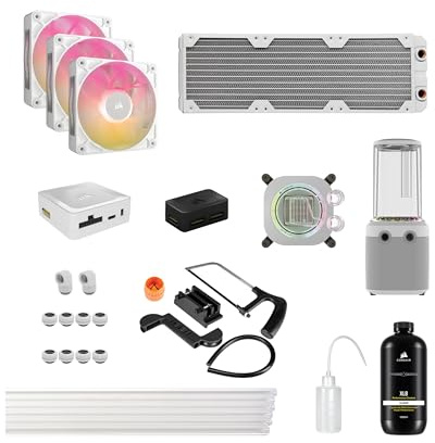 Corsair iCUE Link XH505i RX360 RGB Kit de Refrigeración Personalizada – Bloque de Refrigeración Liquida XC7 Elite, Bomba y Depósito XD6 Elite, 3 RX120 RGB, Radiador XR5 de 360 mm, System Hub - Blanco