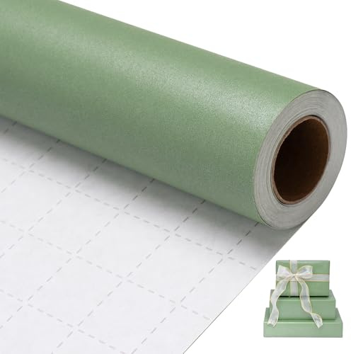 Larcenciel Rotolo Carta Regalo Verde, Carta da Regalo Verde Salvia, Carta da Pacchi,Delicata Confezioni Regalo in Glitter Metallico Matcha per Matrimoni, Feste, Compleanno, Vacanze, DIY,10M×43CM