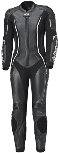Held Ayana 3 - Combinaison de moto en cuir pour femme - Certifié AAA CE selon la norme EN 17092 - Avec protections de niveau 2 D3O - Genouillères - Cuir de vachette souple - Noir/blanc - Taille : long