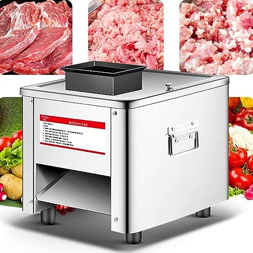 Skärmaskin för kommersiellt bruk 850W rostfritt stål automatisk skiv- och tärningskutterare för kött Enkel att rengöra, 2,5mm-20mm bredd Skiv-/rems-/tärningskuttemaskin, 3,5mm