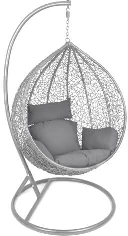 Hängesessel Polyrattan mit Gestell Farbe: Hellgrau