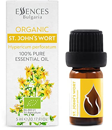 Essences Bulgaria BIO Johanniskraut Ätherisches Öl 5ml | Hypericum perforatum | 100% Naturrein | Unverdünnt | BIO-zertifiziert | Spitzenqualität aus Familienbetrieb | Ohne Gentechnik | Vegan
