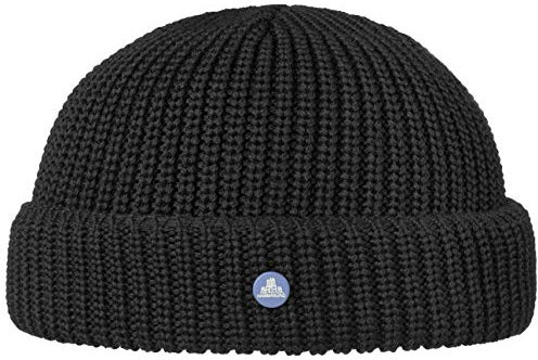 HAMMABURG Strick Dockermütze Damen/Herren - Made in Italy - Beanie mit Wolle - Mütze in Einheitsgröße - Herbst/Winter schwarz One Size