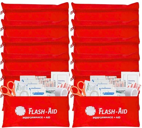 Mini First Aid Kits – 12-Pack Bulk Travel Emergency Kits in Reusable Pouches – Compact First Aid Supplies for Events, Corporate Gifts, Giveaways, Workplaces, Outdoor Use, School & Car Safety