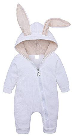 Verve Jelly Ropa de bebé niña niño Top Orejas de conejo Sudadera con capucha mono Color sólido traje de manga larga