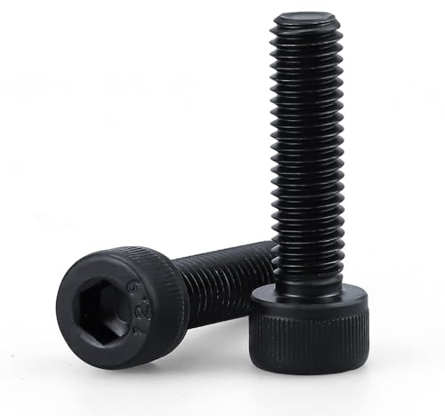 3/8-16 x 1 Socket Head Cap Screws Bolts, 12.9 Grade Alloy Steel, Black Oxide Finish, Allen Hex Drive, Full Thread, 10 PCS