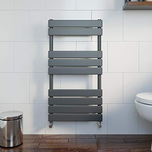 DuraTherm Modern Flat Panel Heated Towel Rail Radiator Anthracite 950x500mm - Angled Valves
