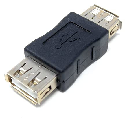 DRUT 1Pcs USB Coupler 2.0 Female to Female Converter Adapter Connector, Gender Changer, Joiner Cable (1, Black)