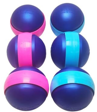 Boule de pétanque Molle intérieur extérieur Lot de 6 (2 triplettes) - Made in France (Bleu Rose/Cyan)