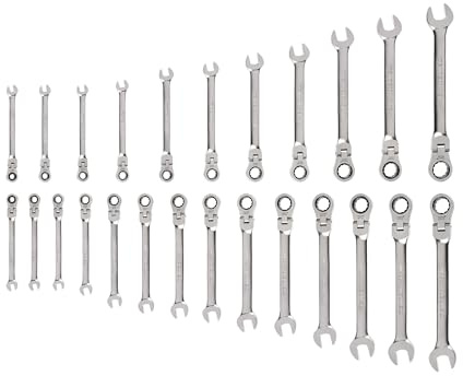 TEKTON Flex Head 12-Point Ratcheting Combination Wrench Set, 25-Piece (1/4-3/4 in., 6-19 mm) | WRC95004