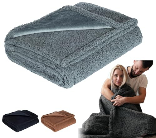 FETNHU Loveblanket – den multifunktionella vattentäta filten för par, husdjur och möbelskydd (grå, 145 cm x 215 cm)