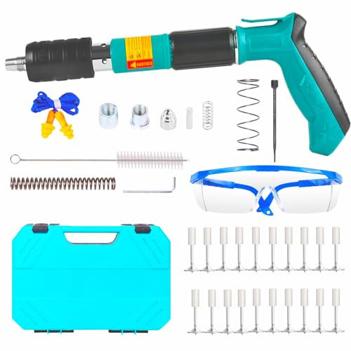 Sparachiodi Pistola Manuale Sparachiodi con 120 chiodi tondi Pistola Sparachiodi Regolabile a 5 stop per Installazione a Parete per Fissare i cavi del Soffitto in Cemento Della Parete Cemento.