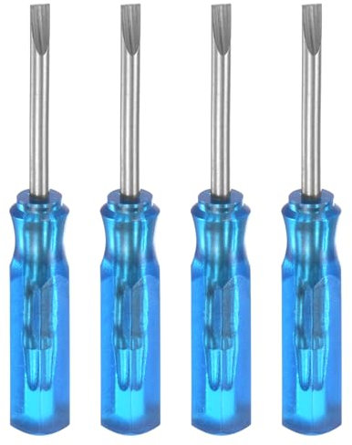 QUARKZMAN 4Pz Sl2.0 Mini Cacciavite a Taglio 2mm Testa Piatto Magnetica 45mm Lunghezza per Riparazioni di Piccoli Elettrodomestici, Blu