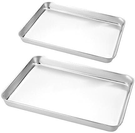 SHOWERORO 2 Pièces Assiettes Rectangulaires Acier Inoxydable Lot Pour Salades Et Accompagnements Design Élégant Et Pratique