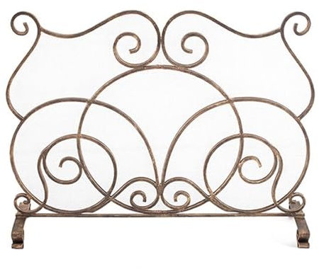 Salvachispas Chimenea Pantalla de Protección para Chimenea de Un Solo Panel, Cubierta de Malla con Bisagras de Hierro Hechas a Mano para Estufa de Leña, Rejilla Protectora Decorativa para Horno