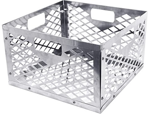 Cestino per carbone in acciaio inossidabile per griglie offset Oklahoma Joe, resistente, con manico, compatibile con la maggior parte dei fumatori offset da 30 x 20 cm, colore argento