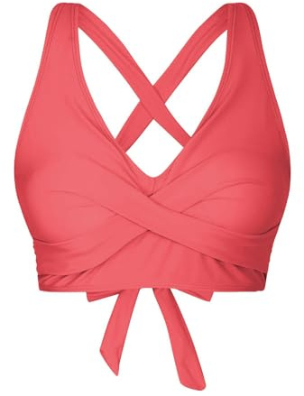 Generico Top di Bikini Donne con Grandi Seni, Push-up, String Bikini, Top Triangolare, Taglio a V, Reggiseno per Costume da Bagno Bikini Nero