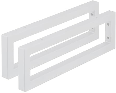 Relaxdays Reggimensola da Muro, 2 Staffe per Mensole Parete, 50 cm, Supporti Rettangolari per Scaffali, Acciaio, Bianco