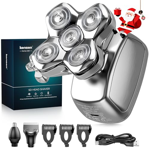 Head Shavers for Bald Men, 3-in-1 Electric Shavers Razor, Rechargeable Bald Head Razor, Magnetic 5D Rotary Shaver, Waterproof Face Beard Trimmer Mens Grooming Kit, Gifts for Men