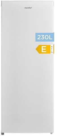 COMFEE' RCD235WH2EU(E) 230L Freestanding Frigorifero, 55x142 cm, Mensola in Vetro Rimovibile, Porta con Cerniera Reversibile, Piedini Regolabili, Bianco