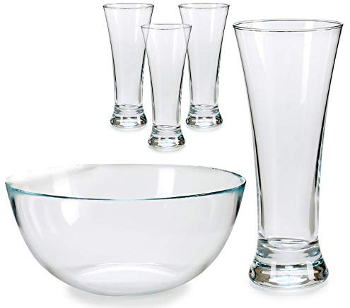 AR 24203 Set 5 pzas. Bol+ 4 Vasos Cerveza, 320 milliliters, Plástico, Transparente