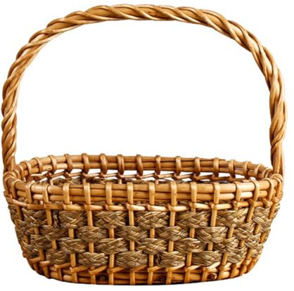 Cabilock Geflochtener Wäschekorb Geschenkkorb Weidenkorb Präsentkorb Ratten Bügelkorb Geflochtener Brotkörbchen Leere -Schale Küche Tischdeko 31 x 21 x 11 cm Picknickkorb