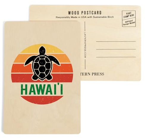 Hawaii, Sun, Color Blocking, (4x6 Birch Wood Postcards, 2-Pack Stationary, Rustic Home Wall Decor)