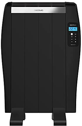 Cecotec Radiador Eléctrico Bajo Consumo ReadyWarm 800 Thermal Black. 4 Elementos, 600 W, De Pared o de Pie, Temporizador, Mando a Distancia, Pantalla LCD, 8 m2