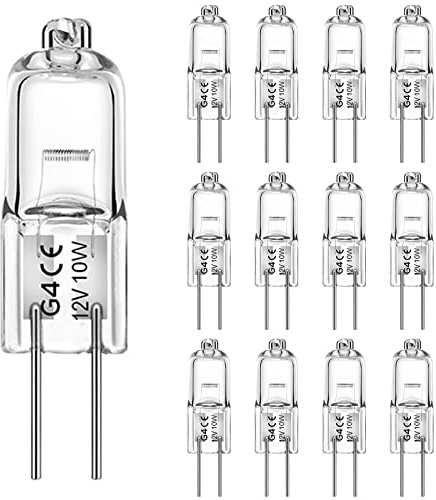 WeshLMPO Halogen G4 10W 12V 12 Stücke G4 Halogen Leuchtmittel 2700K Warmweiß Dimmbar für Backofen 300 Grad.