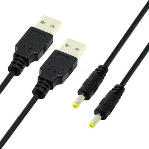 NFHK 2 st/parti 150 cm 24 AWG USB 2.0 hane typ A till 5V DC rund kontaktkabel 4,0 x 1,7 mm