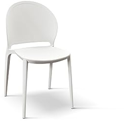 PAZZO DESIGN Sedia Stefania, Set Da 4, Bianco, Polipropilene, Cucina, Sala Da Pranzo, Giardino, Impilabili - id_1994