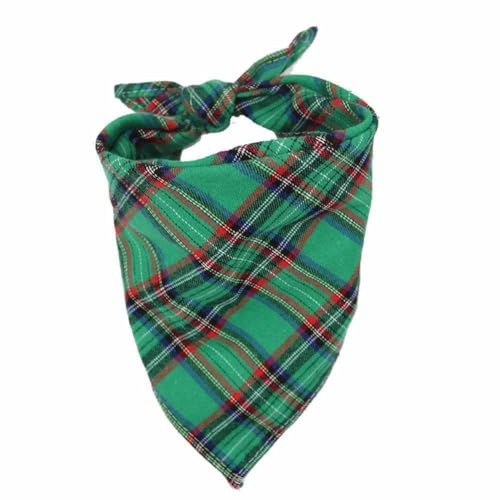 SHTGOI 2 stycken hundhalsdukar, klassisk rutig bandana, tvättbar bomull, hund, trekantig halsduk, husdjur, justerbar halsduk, huvudduk för små medelstora hundar, katter, grön-röd, rutig L