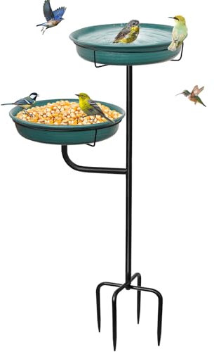 FaloStwer Bain d'oiseaux - Bol de bain pour oiseaux sauvages - Sur pied - Vert