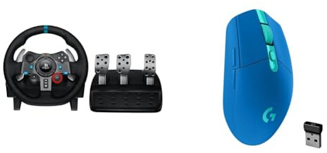 Logitech G29 Driving Force Racing Wheel and Floor Pedals, Real Force Feedback & 05 LIGHTSPEED Wireless Gaming Mouse, HERO 12K Sensor