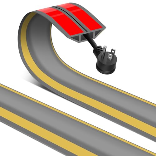 Copertura per cavi da pavimento, 2 metri, protezione autoadesiva per cavi da pavimento, coperture in gomma per cavi, canali per cavi da pavimento, per interni ed esterni, grigio