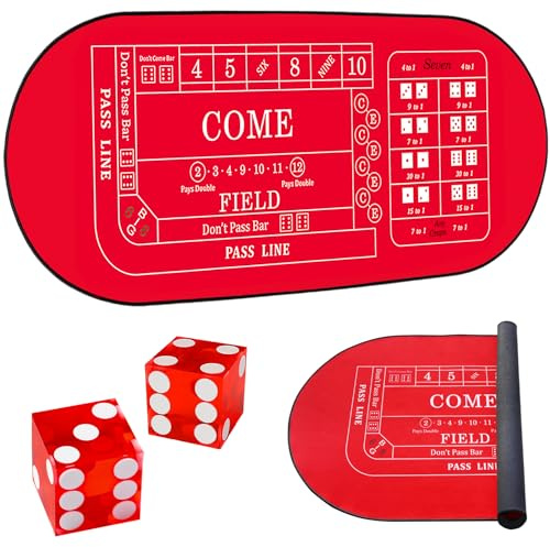 Mini Craps Table Mat, 33 x 17 Casino Craps with Two Dices, Portable Craps Game Setup - Elevate Your Gaming Experience