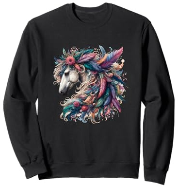 Floral Wild Horse Horse Riding Equestrian Apparel Women Girl Sweatshirt