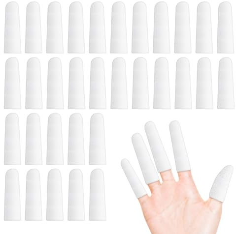 200 pcs Cotton Finger Cots - Cloth Finger Cots Finger Toe Sleeves Fingertips Protective Cover, White Finger Cots Finger Protectors, Thumb Protector for Finger Tips Comfortable and Breathable(White)