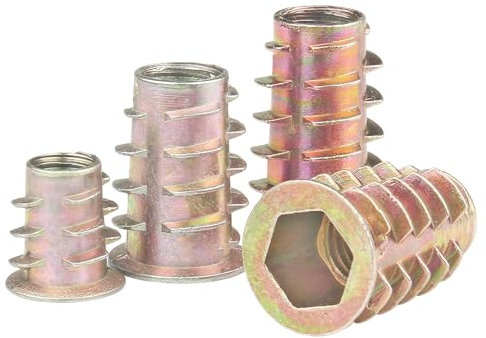 Qrity 20 Piezas Inserto Roscado Hexagonal Aleación de Zinc Tuerca, M6 x 18mm Uercas Hexagonales Atornillables Fijación, Tuerca de Inserción Roscada